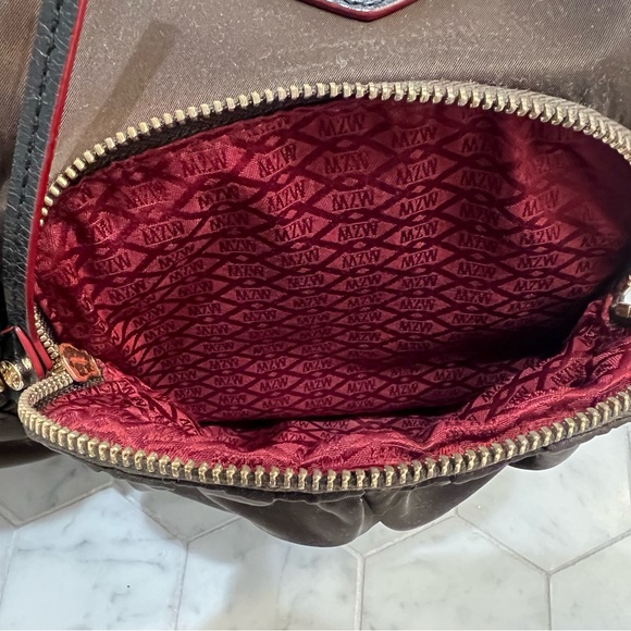 MZ Wallace Jane Tote Large Chocolate Brown Nylon Multi-Zip Leather Handles - Picture 7 of 12